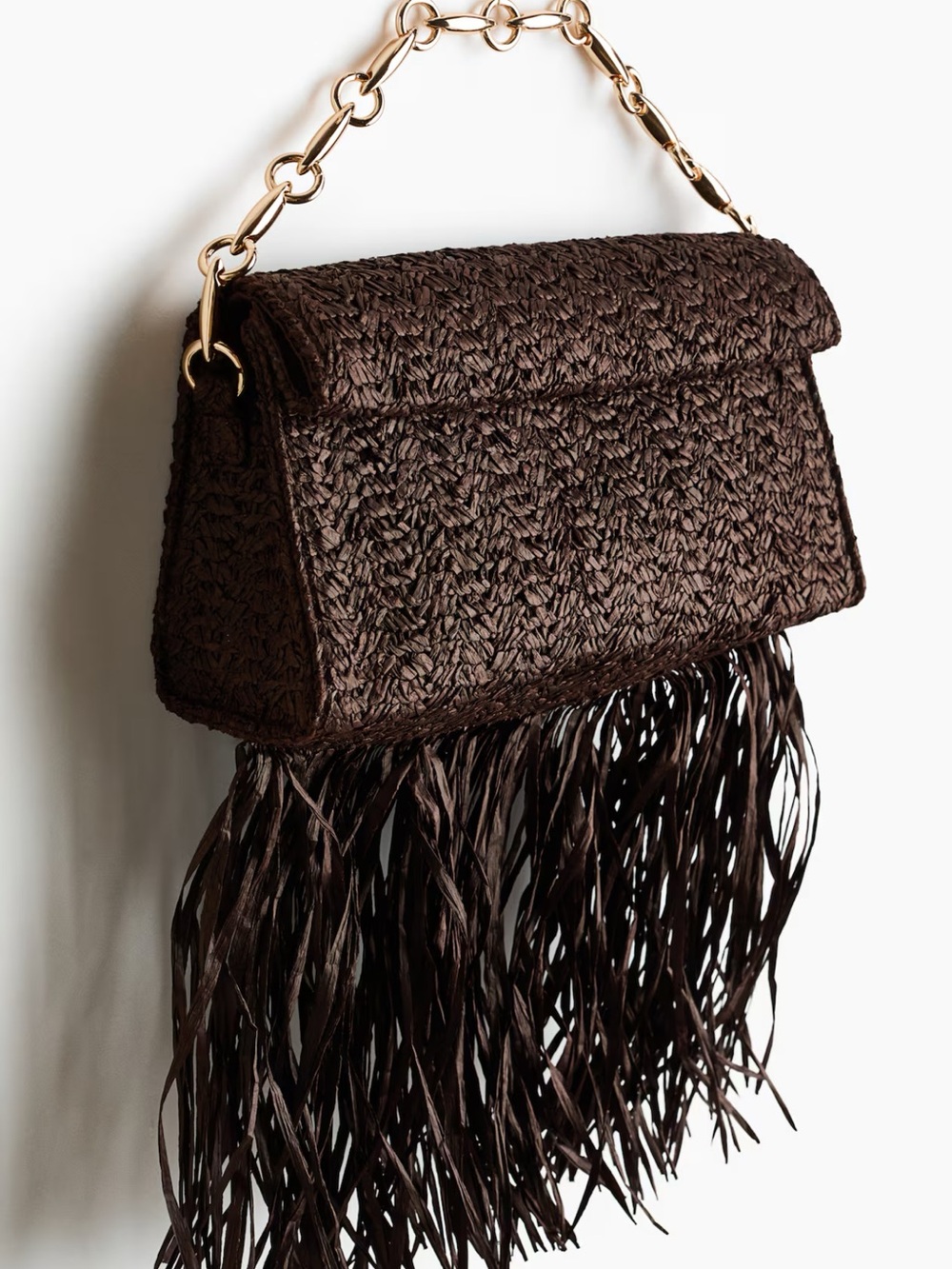H&M STRAW CLUTCH BAG WITH FRINGE